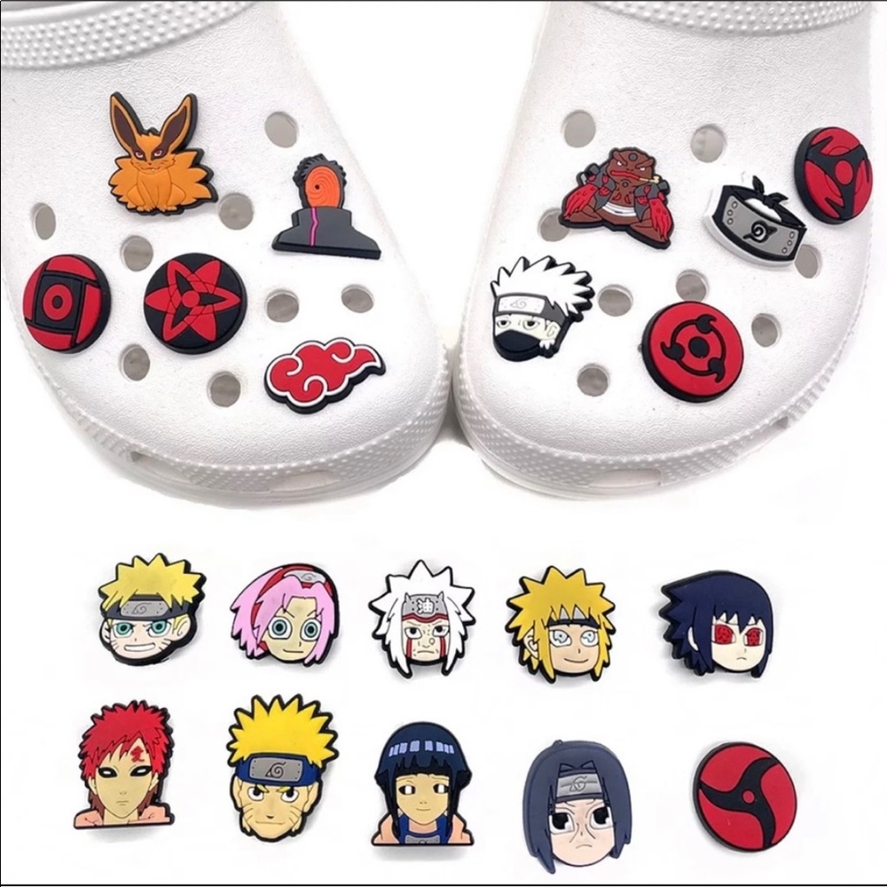 20 Pieces Anime Naruto Croc Cartoon Shoes Charms Sandals Decorate Accessories